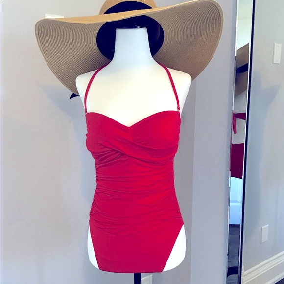 La Blanca red one piece swimsuit - Picture 1 of 5